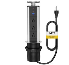 Pop Up Electrical Outlet, Recessed Power Strip, 3 AC Outlet 2 USB A & 1 USB C