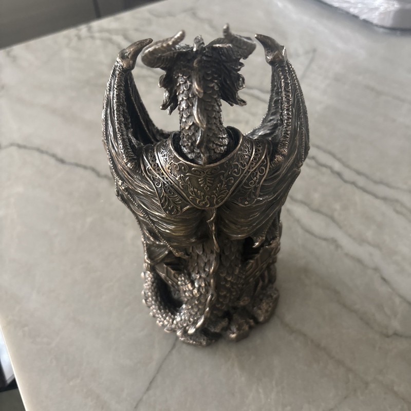 Stunning Cold Cast Bronze Armoured Dragon Led Night Light Statue New w Box Works gallery