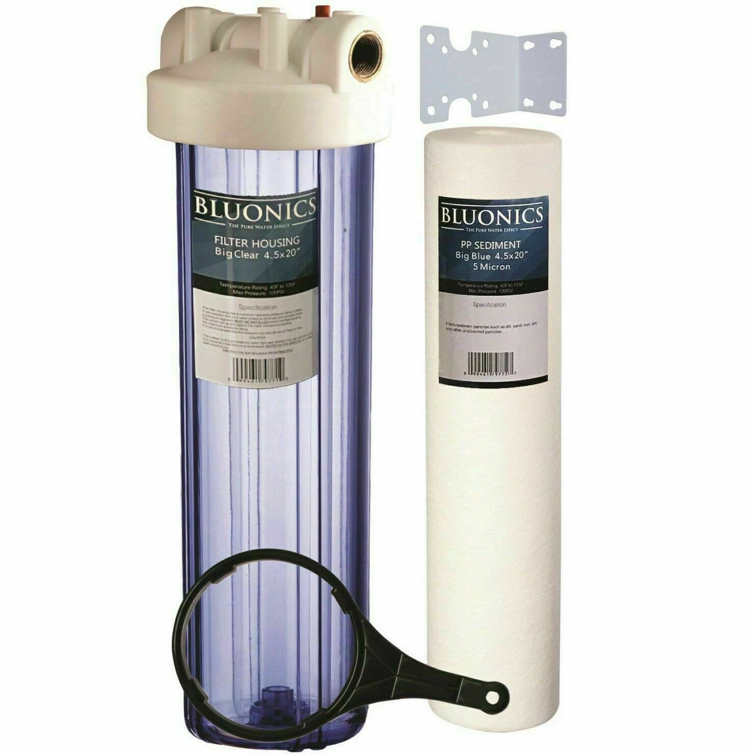 BLUONICS Whole House Water Filter w/ Sediment Cartridge & CLEAR HOUSING gallery