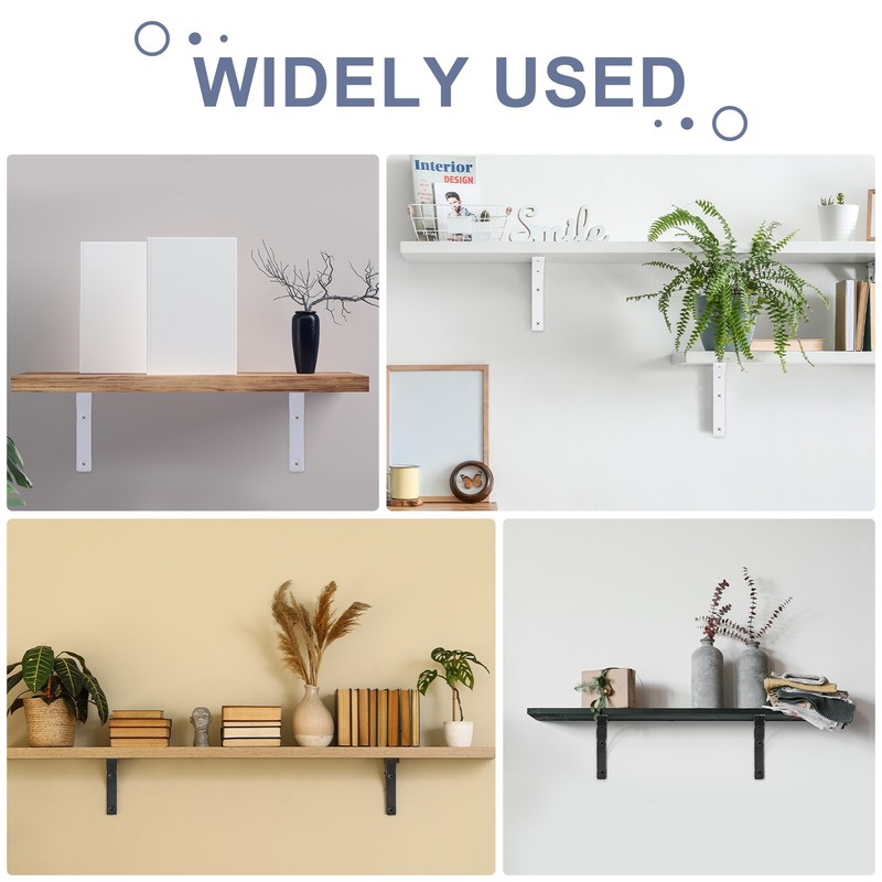 2Pcs Floating Shelf Brackets 5 x 6 Inch Heavy Duty Wall Shelf Supports White gallery