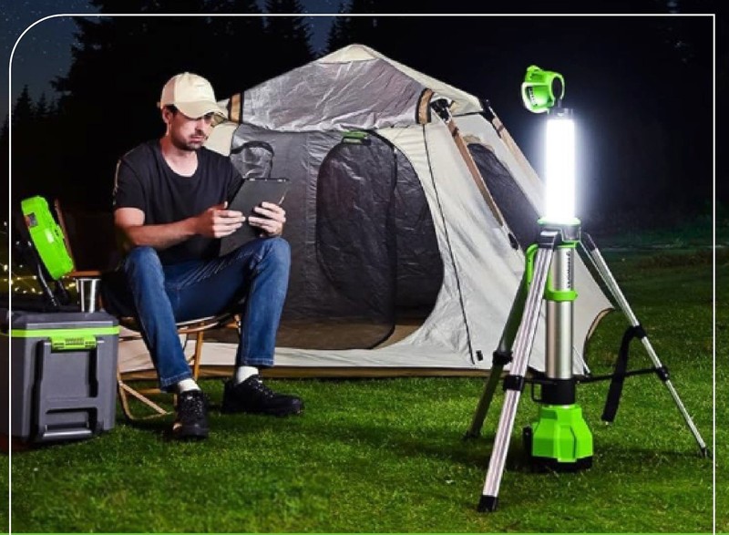 Greenworks 24V Work Light with Tripod Stand Max 2200 LM w/2Ah Battery+2A Charger gallery