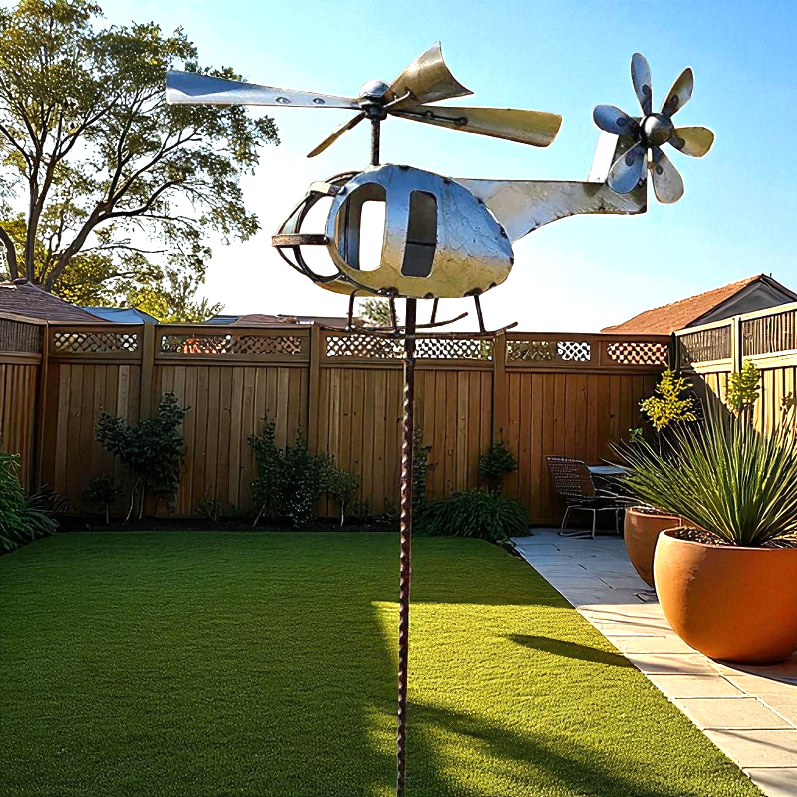 Metal Farm Helicopter Spinner Propeller Yard Garden Stake Windmill Whirly-Gig gallery