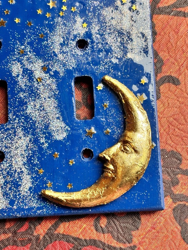 Celestial Light Switch Cover, 90s Vintage Inspired, Whimsical Moon & Star Plate gallery