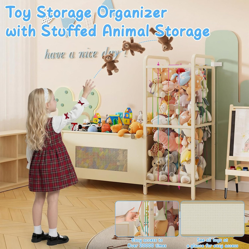 B10 Toy Storage Organizer with Stuffed Animal Storage, Large Toy Box Chest and S gallery