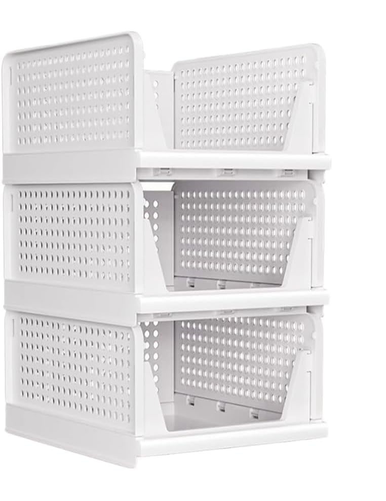 3-Piece Stackable Closet Organizer, Folding Closet Container, Storage Basket