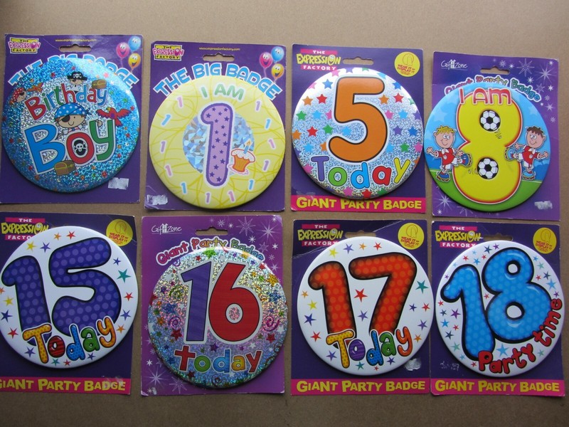 Birthday Badges. Multiple Ages. Multiple sizes. Select one badge. gallery