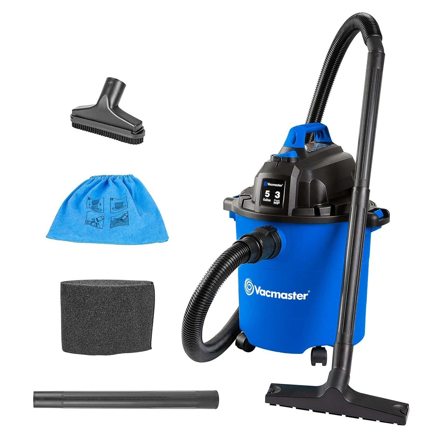 Vacmaster VJC507P 5-Gallon* 3 Peak HP** Wet/Dry Shop Vacuum, Blue, 5 gal gallery
