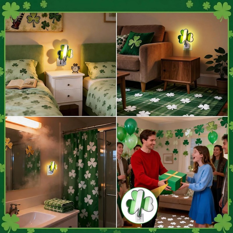 St. Patrick's Day Shamrock Night Light–UL Certification Plug in Irish Decor La gallery
