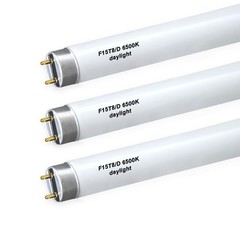 F15T8 D Daylight Fluorescent Bulb 3 Pack 18 Inch 15W 6500K Linear Tube Light