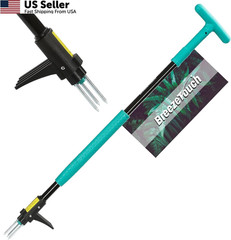 Breeze Touch 39″ Weed Pulling Tool, 3-Claw T-shaped Handle, Common Teal