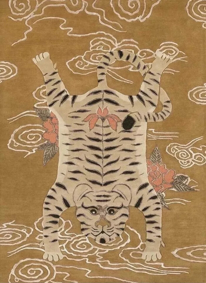 Hand Tufted Tibetan Tiger Rug Handmade Animal Carpet Woolen Area Rug Bohemian gallery