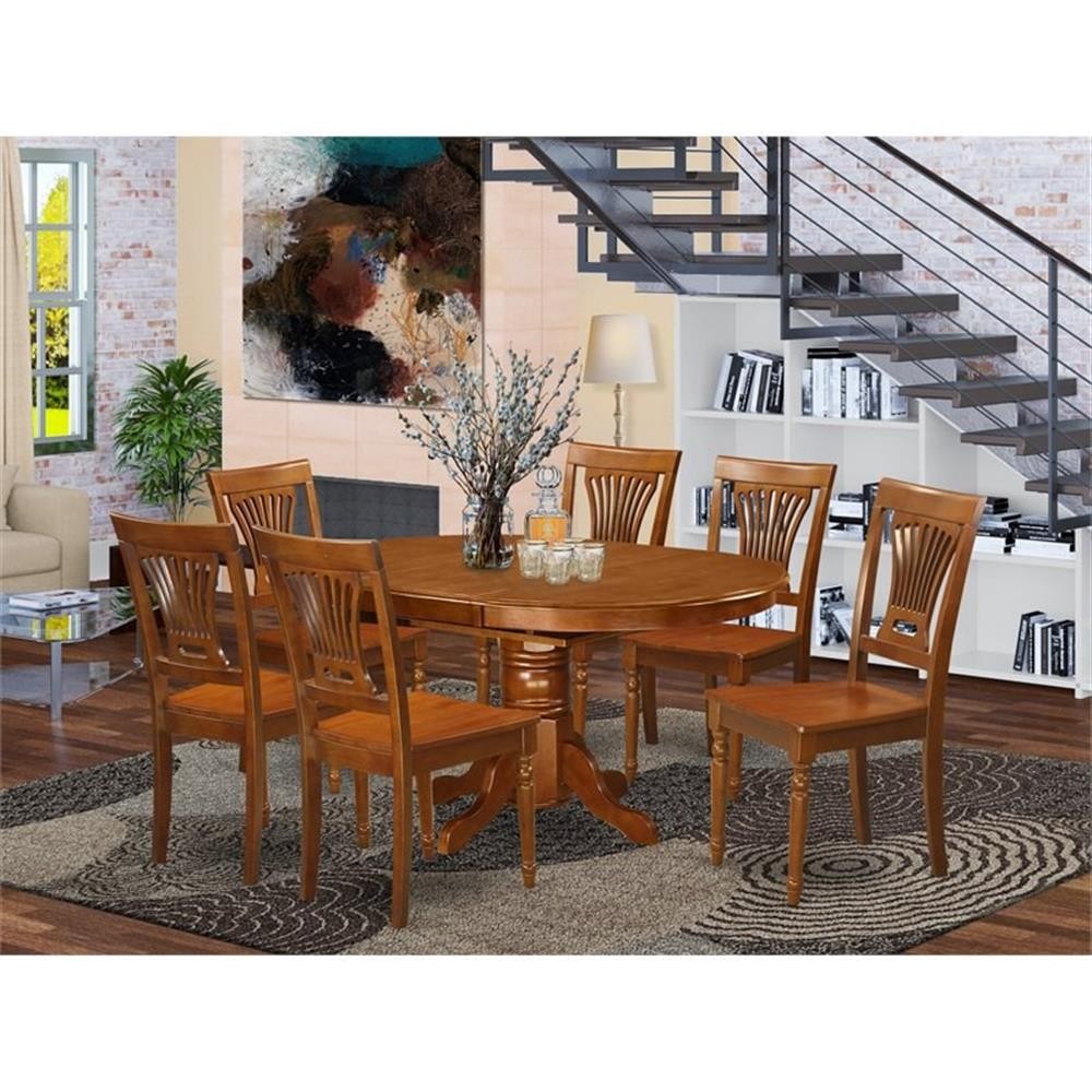 Pemberly Row 7-piece Wood Dining Table and Chair Set in Saddle Brown gallery