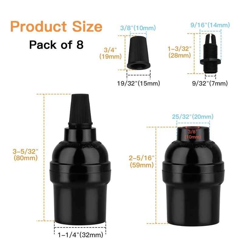 E26 E27 Light Sockets, 8 Packs Edison Period Retro Style Pendant Lamp Holder, gallery