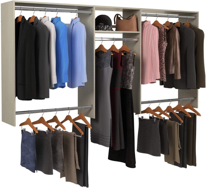 4'-8' W Basic Hanging Easy-to-Assemble Kit Closet Organizer White gallery
