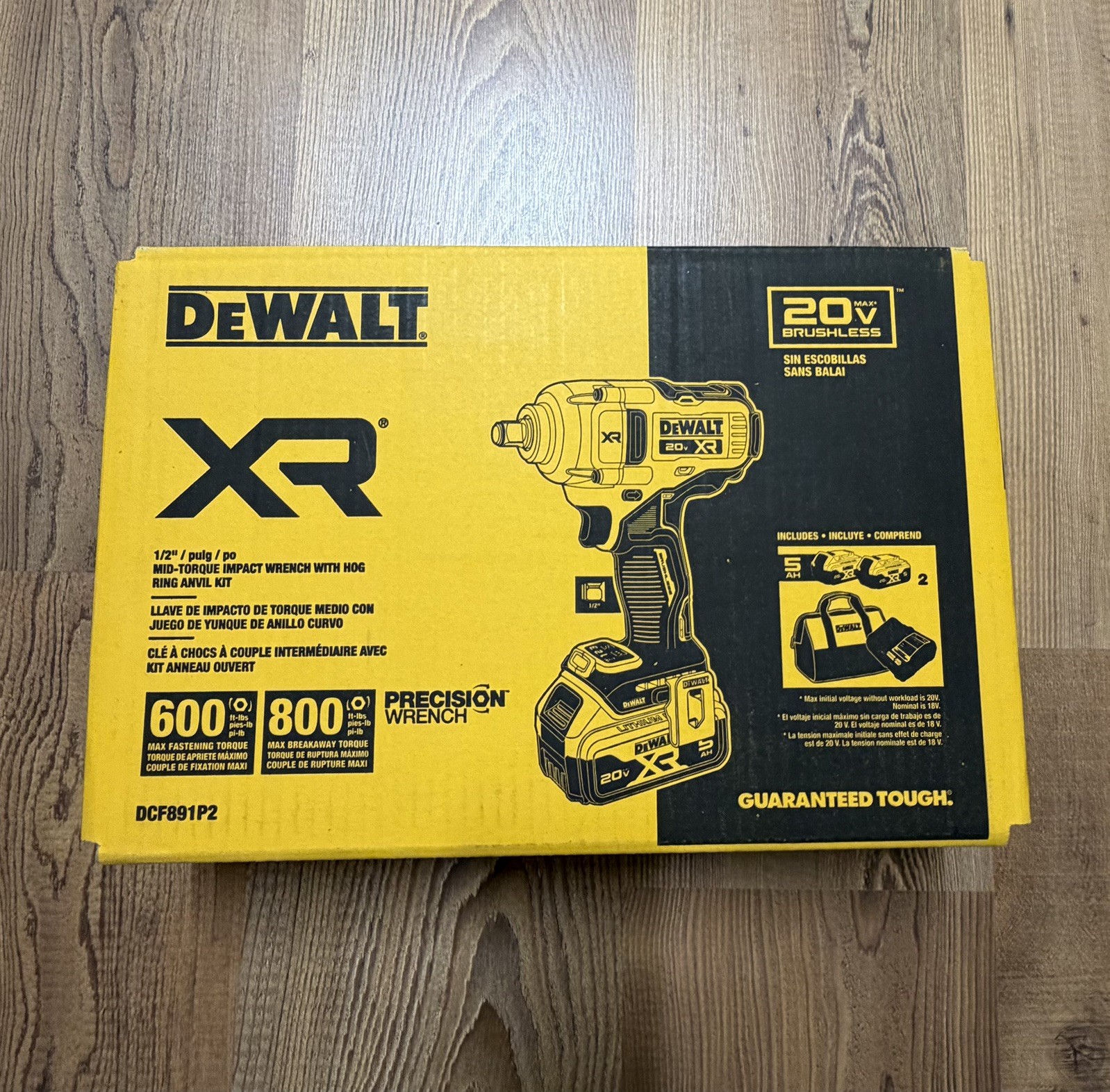 DEWALT DCF891P2 20V MAX XR Brushless Li-Ion 1/2-inch Cordless Impact Wrench Kit gallery
