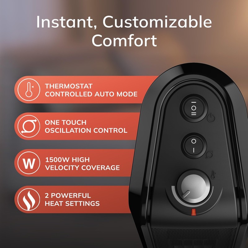 Lasko Oscillating Ceramic Tower Space Heater for Home with Overheat Protection gallery