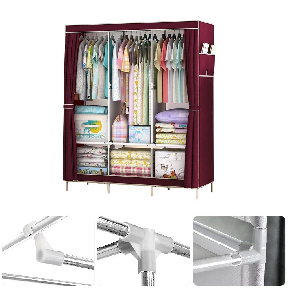 New Design Portable Closet Wardrobe Clothes Rack Storage Organizer Shelf Fabric gallery