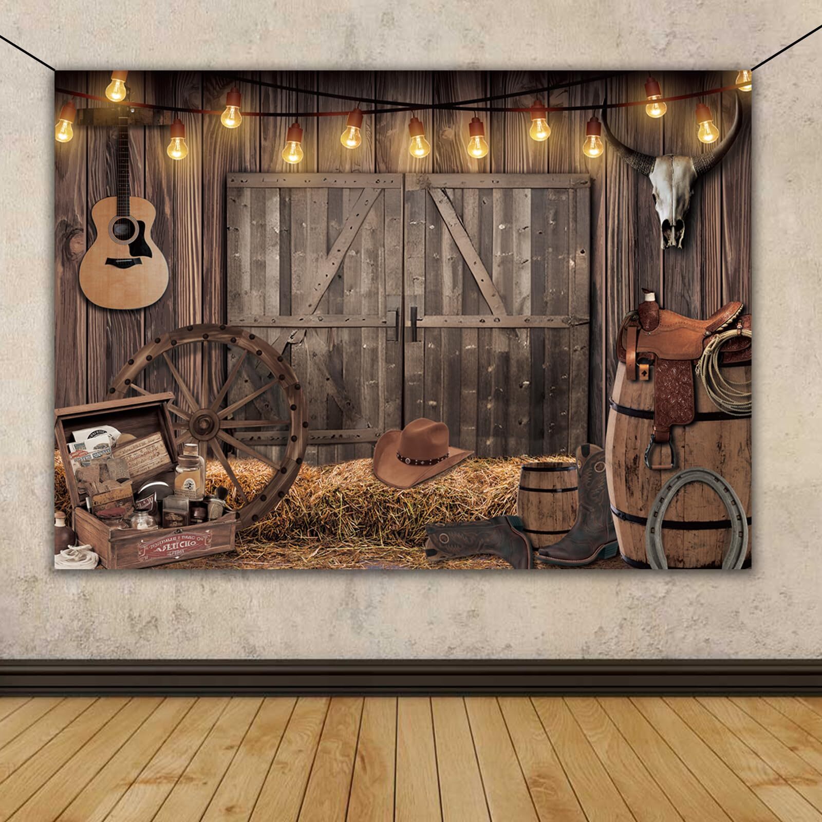 7x5FT Western Cowboy Backdrop Party Decorations Wild West Rodeo Decor Rustic ... gallery