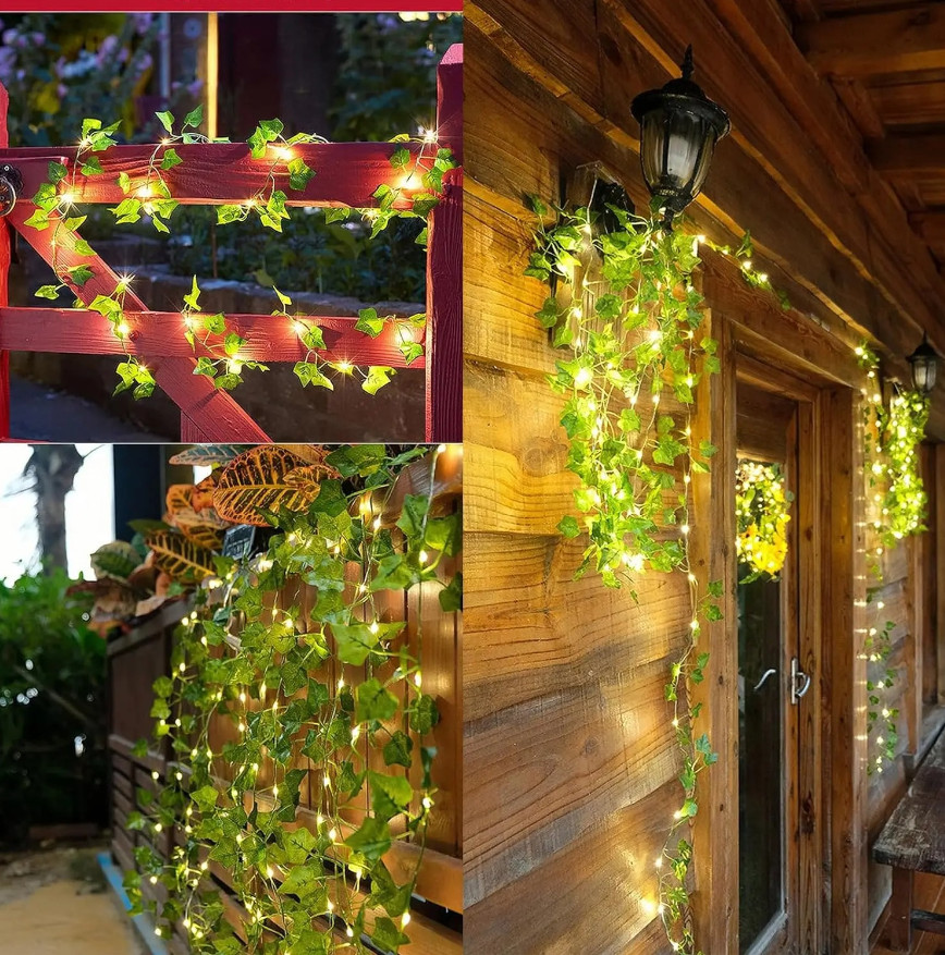 1pcs 2M Green Leaf String Lights Artificial Ivy Vine Fairy Light for Home Décor gallery