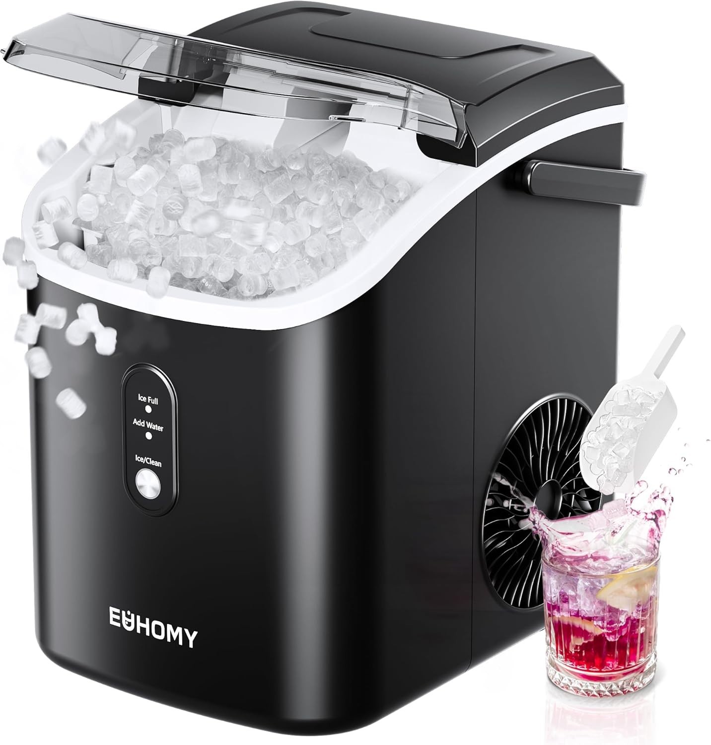 EUHOMY Nugget Ice Maker Countertop with Handle, Ready in 6 Mins, 34lbs Per Day gallery