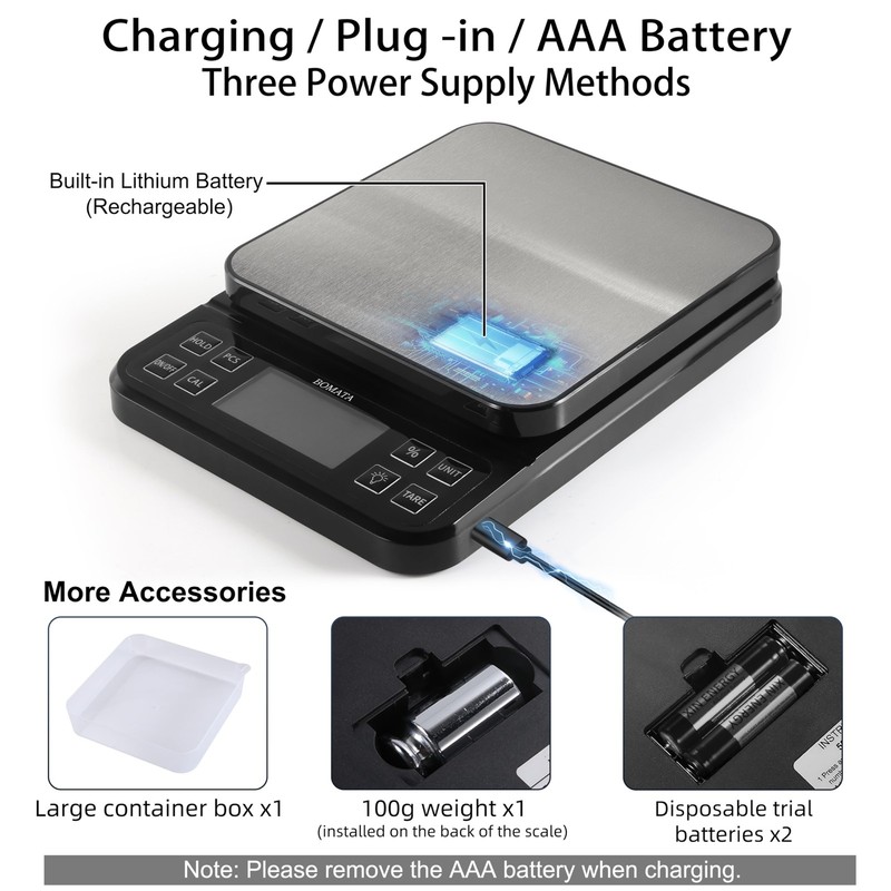 High Precision Kitchen Scale 0.1g/0.001oz, 5kg/11lb, USB, LCD, Stainless Steel gallery