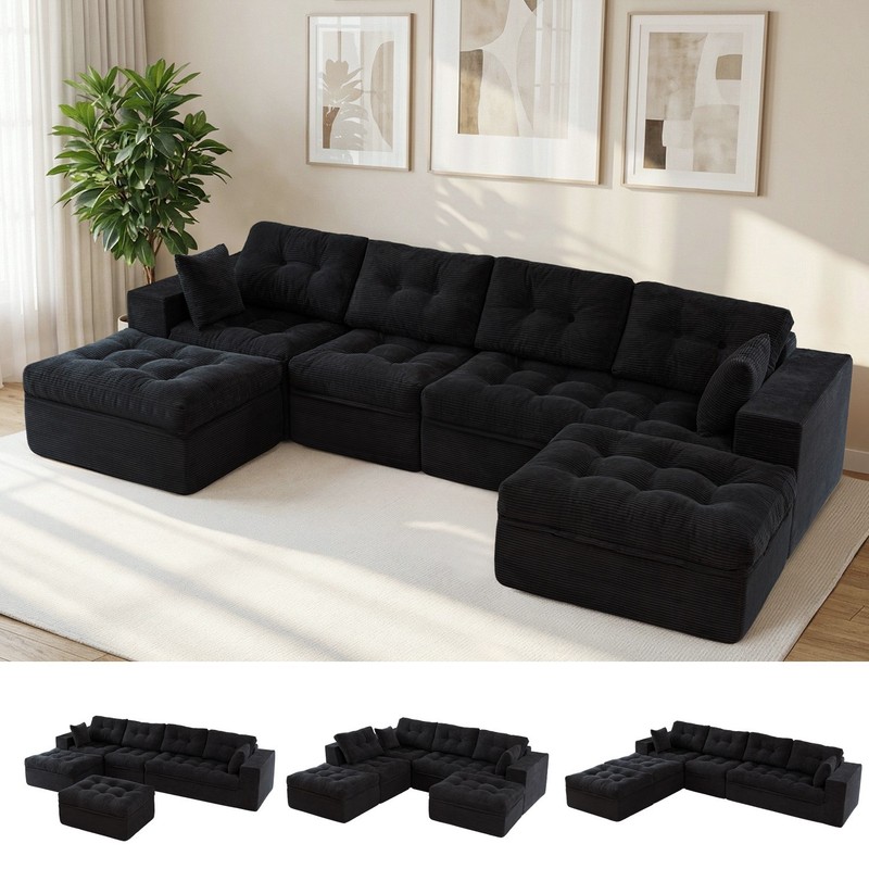 MAXYOYO 104"Modular Sectional Cloud Couch with Ottoman,Oversized Boneless Couch gallery