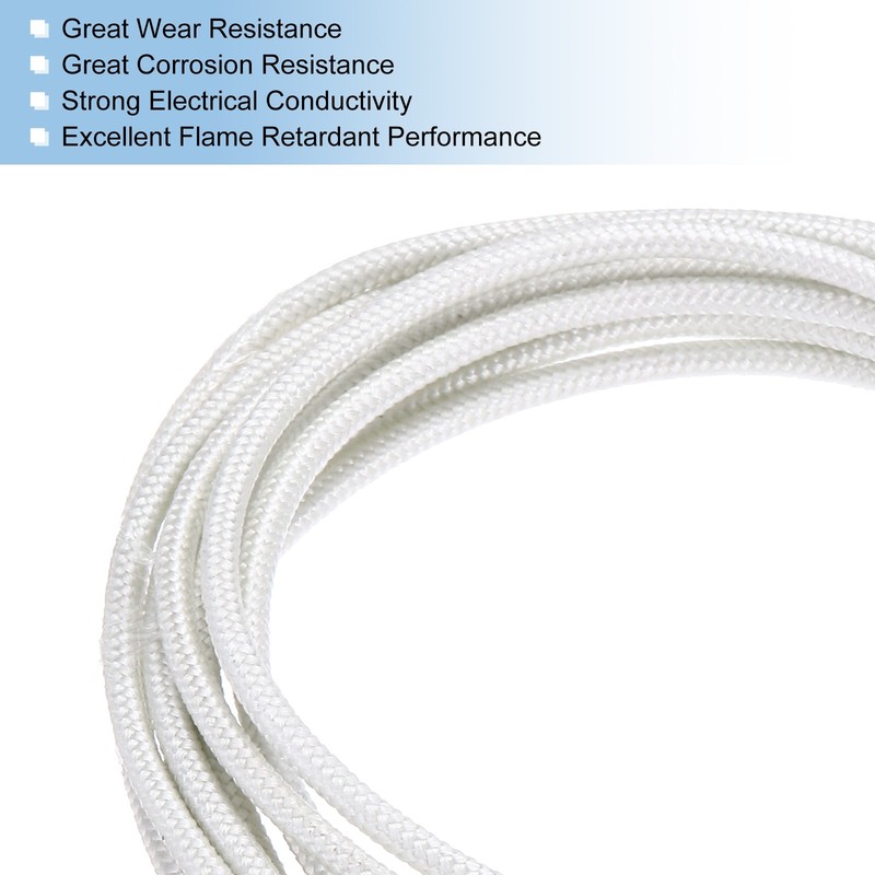 White Flexible Mica Braided Cable, 3m/9.84ft 18AWG for High Temperature gallery