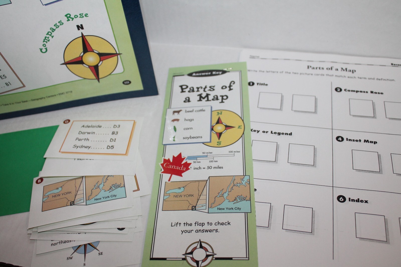 Evan-Moor Geography Folder Center "Parts of a Map" Map Skills Activity Grade 4-5 gallery