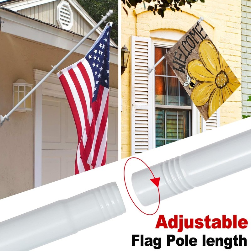 House Flag Pole Kit - 5-7 Ft Adjustable Tangle Free Flag Poles for 3x5 4x6 Flags gallery