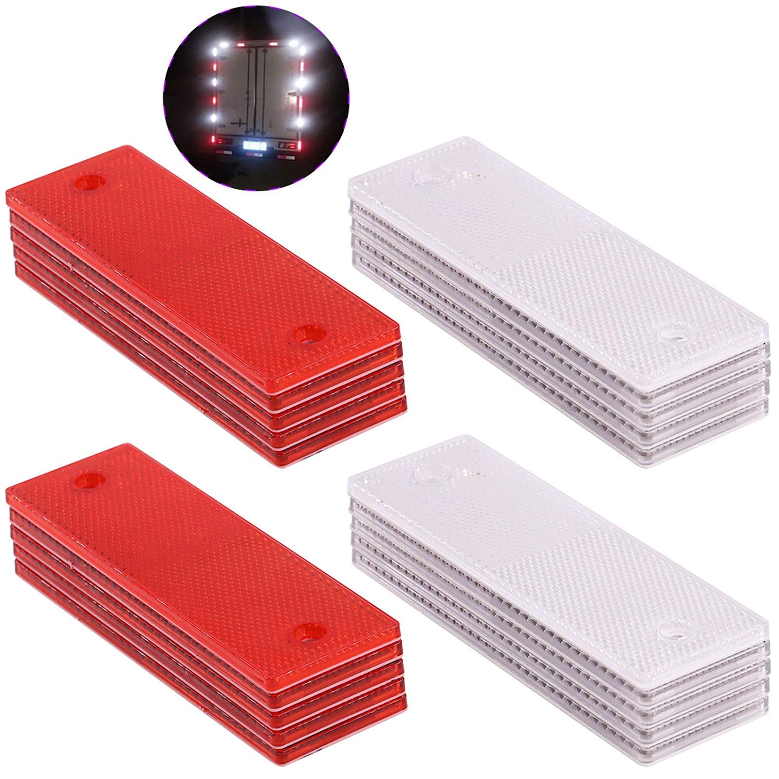 Swpeet 20Pcs Universal Red + White Plastic Rectangular Stick-on + gallery
