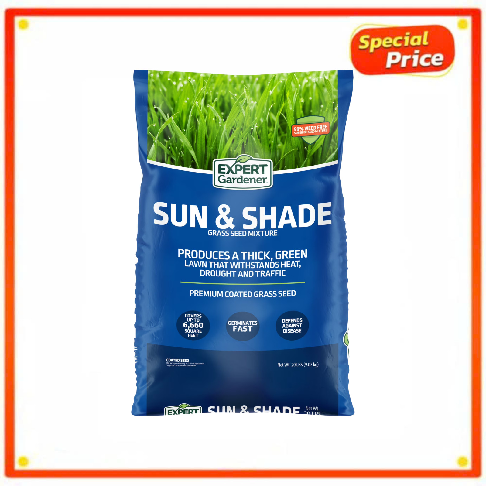 Expert Gardener Sun & Shade Northern Grass Seed Mix Sun to Partial Shade 20 lb gallery