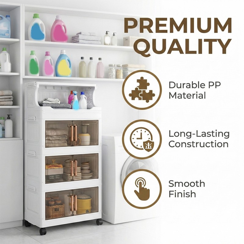 3/4 Tier Stackable Plastic Storage Bins with Doors and Wheels Foldable Container gallery