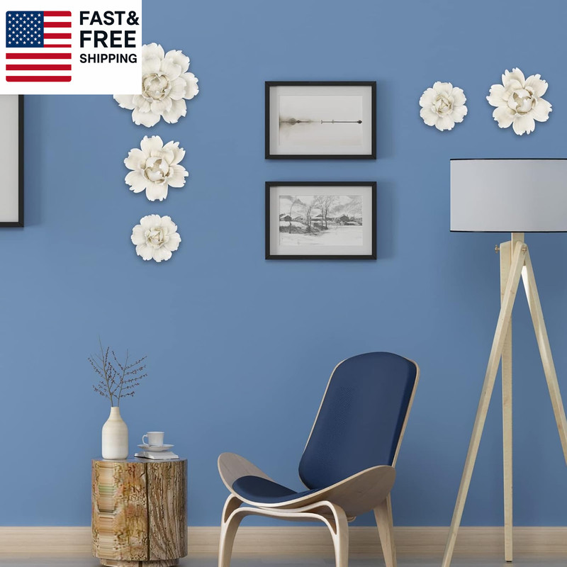 5 Pcs Ceramic Flower Wall Decor Handcrafted 3D Hanging Porcelain Flowers Wall Ar gallery