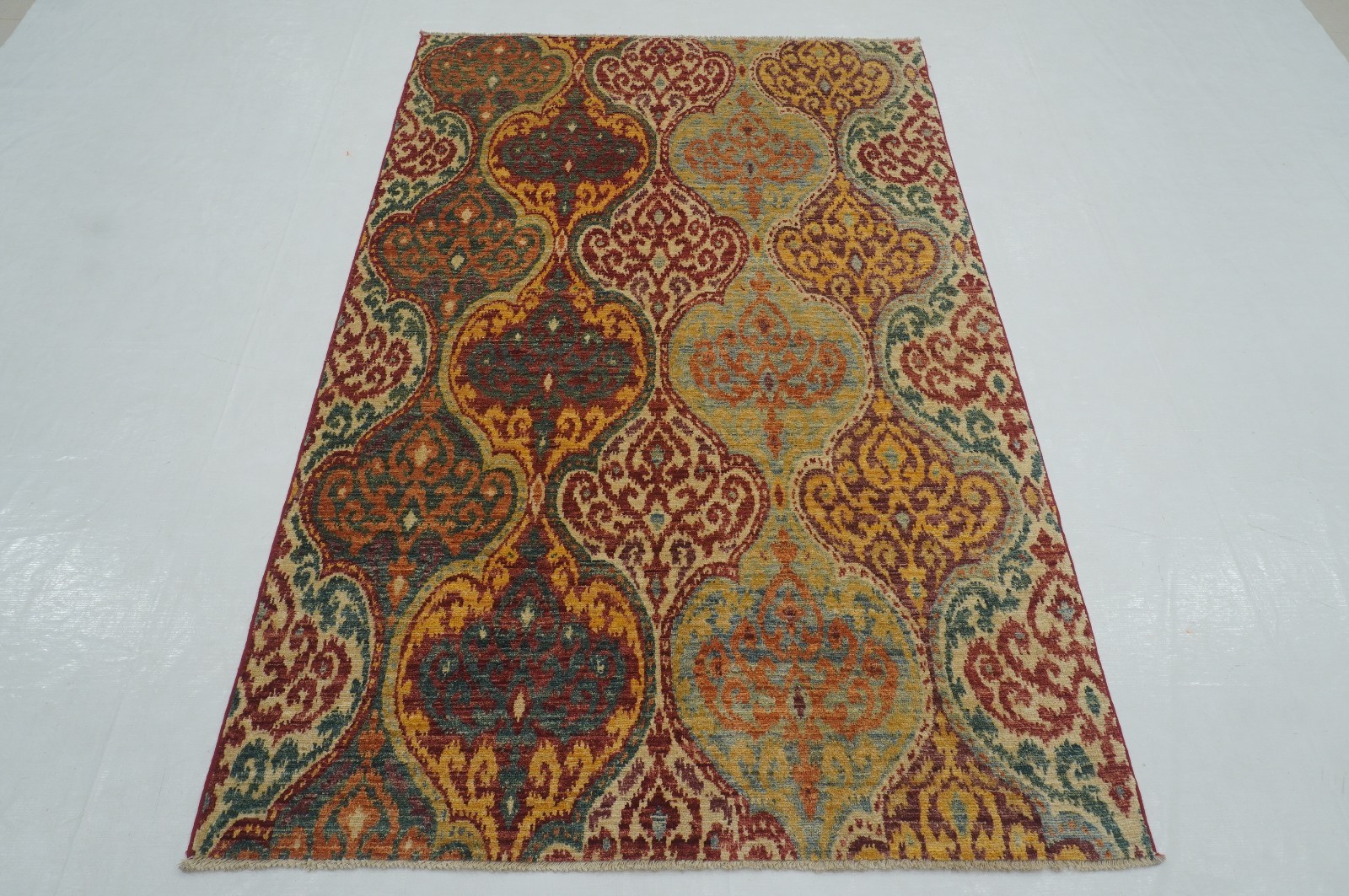 4x6 ft Ikat Afghan Multicolor Hand Knotted Wool Oriental Area Rug gallery
