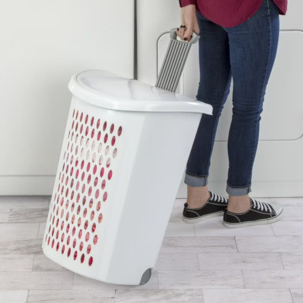 2pack Wheeled Hamper Plastic Laundry Hamper with Handle and Wheels for Transport gallery