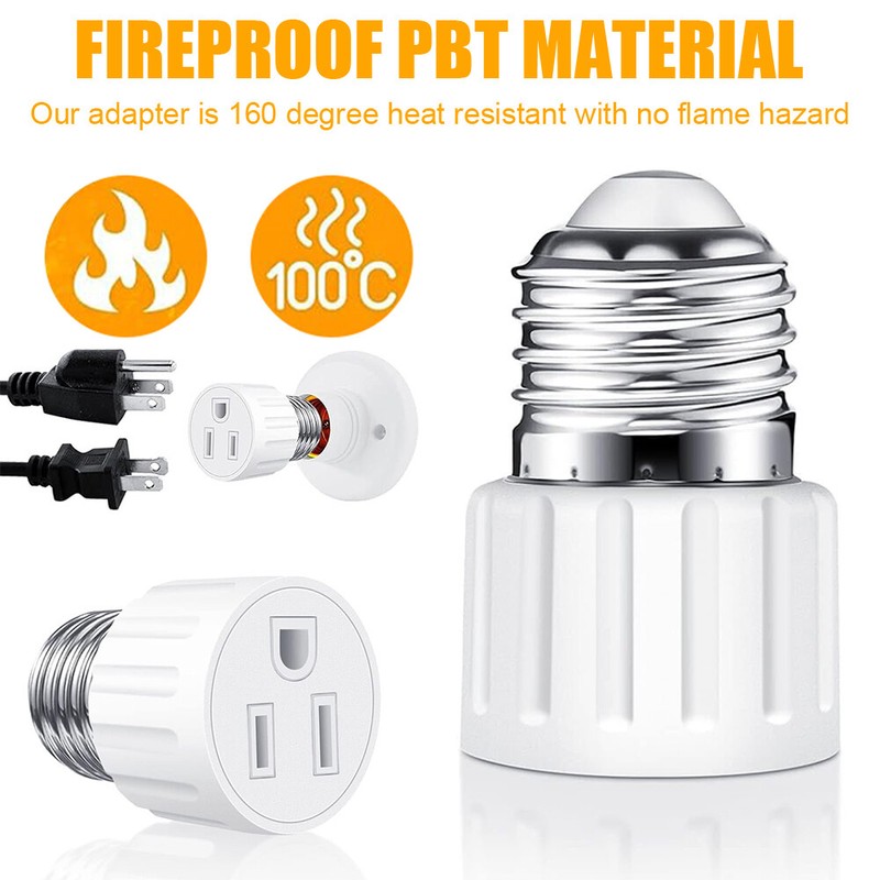 Outlet to Socket Adapter E26/E27 Light Socket to Plug Bulb Converter Lamp Holder gallery