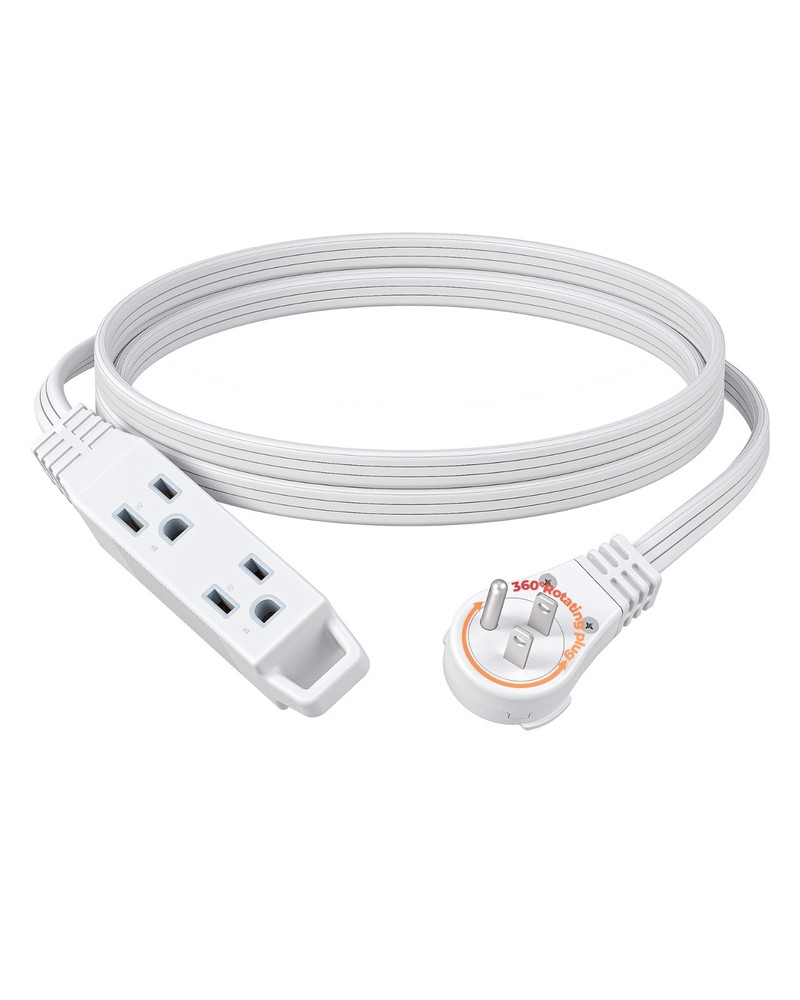 DEWENWILS 6FT Flat Plug Extension Cord, 3 Prong Ultra Thin Power Strip, White