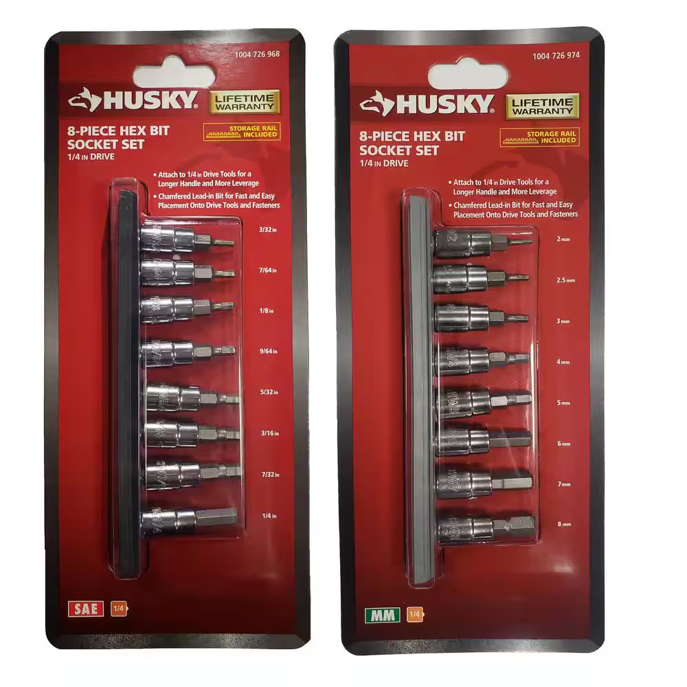NEW 16 Piece 1/4 in Drive Hex Bit Socket Set with SAE and Metric Sizes Included gallery