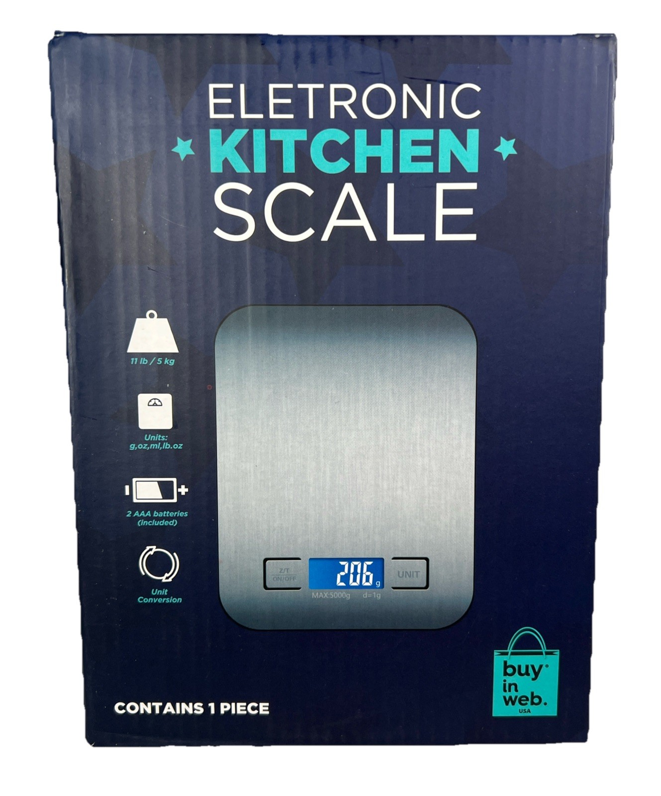 Electronic Kitchen Scale Digital 11-lbs 5kg Stainless Steel Panel Buy In Web NIB gallery