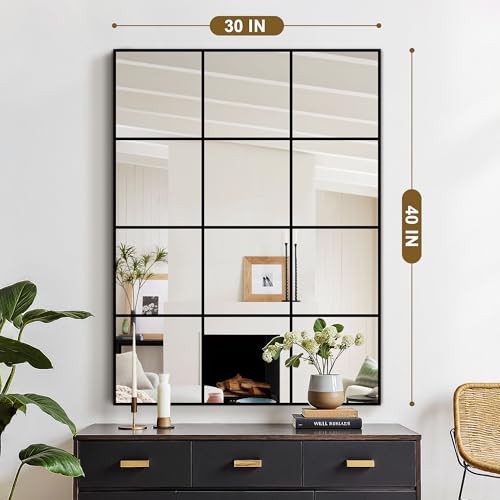 Window Mirrors for Wall Decor, Wall Mirrors Decorative Window 40"L x 30"W Black gallery