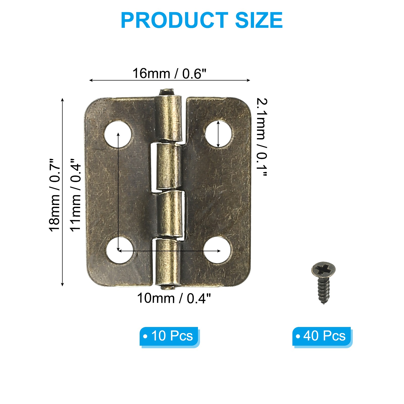 10 x Small Butt Hinges 3/4 Inch Mini Jewelry Box Hinge with Screw, Brown gallery