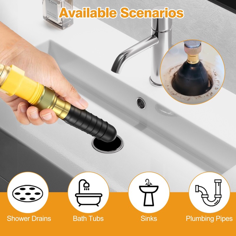 3PCS Drain Cleaning Bladder Kit for 1"- 6" Pipes Water Pressure Unclogg for Sink gallery
