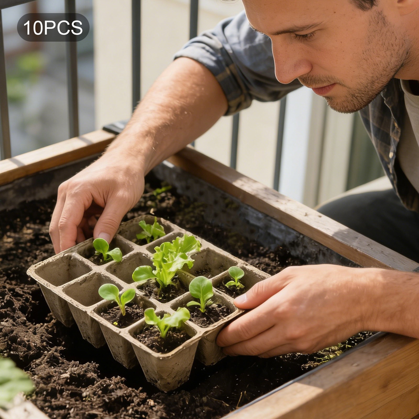 Pots Seedling Tray, 10 Pcs Biodegradable Seed Starter Pots, 12-hole Seedling Pot gallery