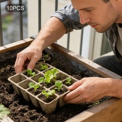 Pots Seedling Tray, 10 Pcs Biodegradable Seed Starter Pots, 12-hole Seedling Pot