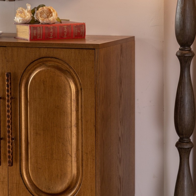 4 Door Sideboard Buffet Cabinet Solid Wood Arched Door Storage Console Table gallery