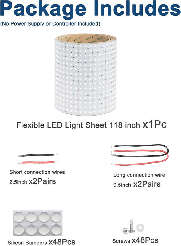 Extra Large LED Backlight Sheet 118×9.45In (3M×24Cm), 6000K 144W 24V DC, Flexibl gallery