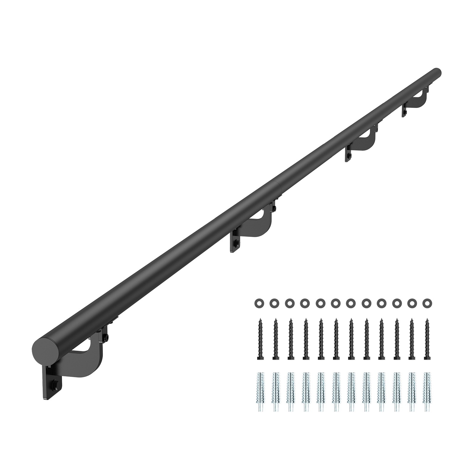 VEVOR 10ft Wall Mounted Stair Handrail Black Aluminum Indoor Outdoor Railing gallery