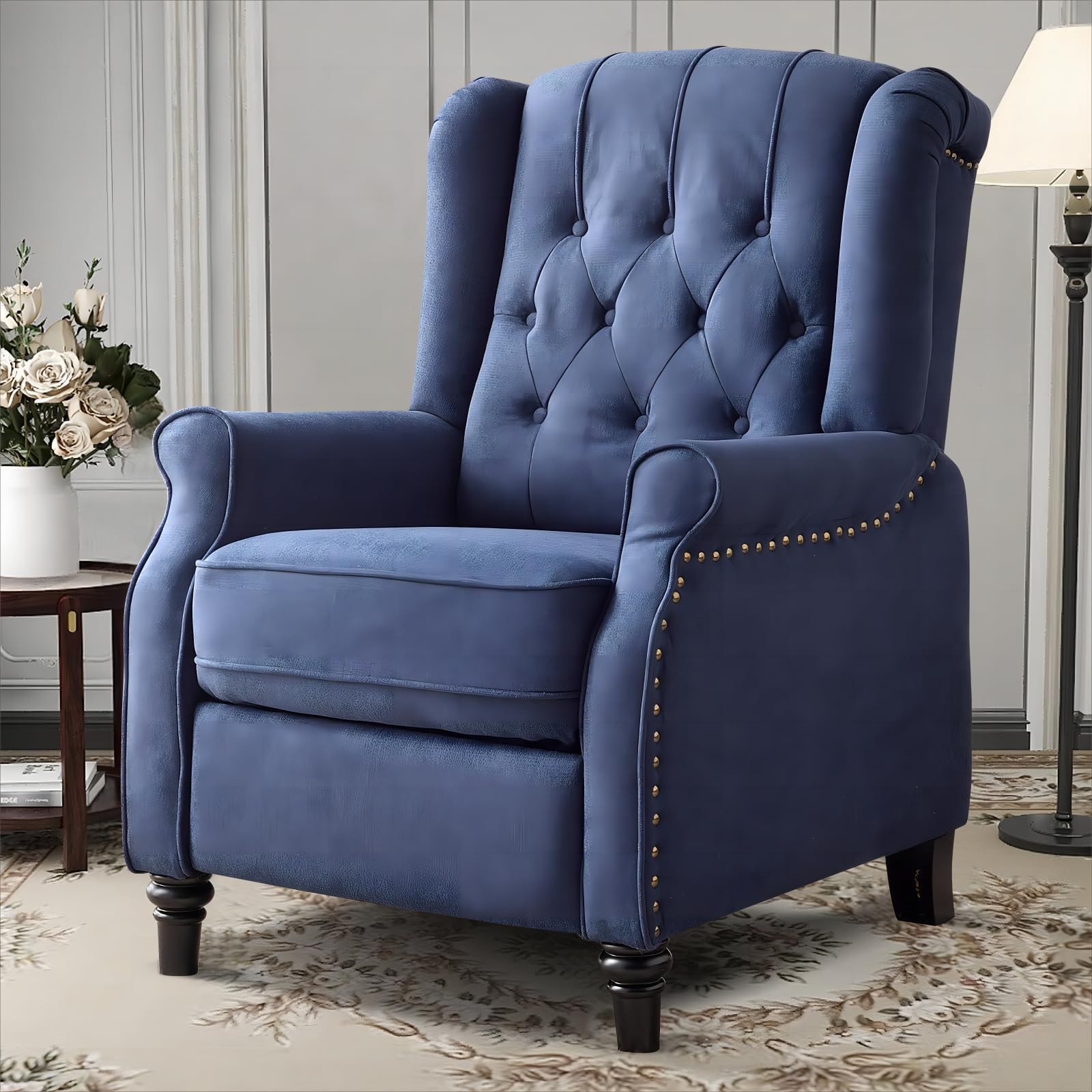 Canmov Push Back Recliner Chair with Rivet Decoration, Single Sofa Accent Chair gallery