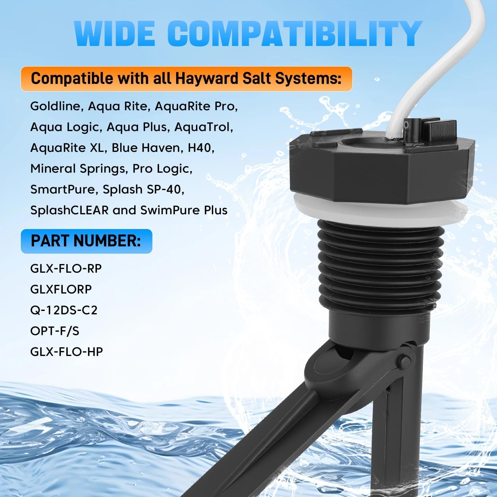 GLX-FLO-RP Flow Switch 15ft Cable For Hayward Goldline Aquarite Salt System Pool gallery