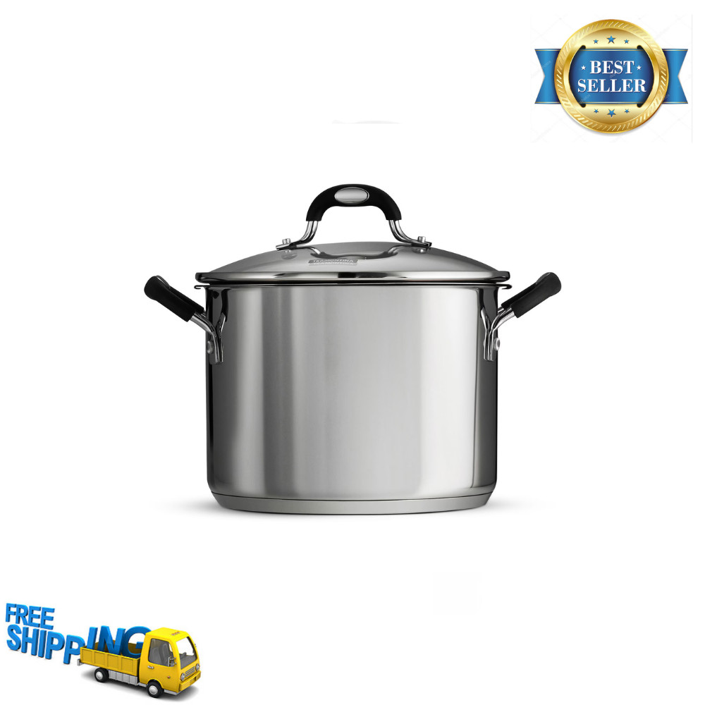 Tramontina 6Qt Lock-N-Drain Stainless Steel Covered Stock Pot Pasta Strainer Lid gallery